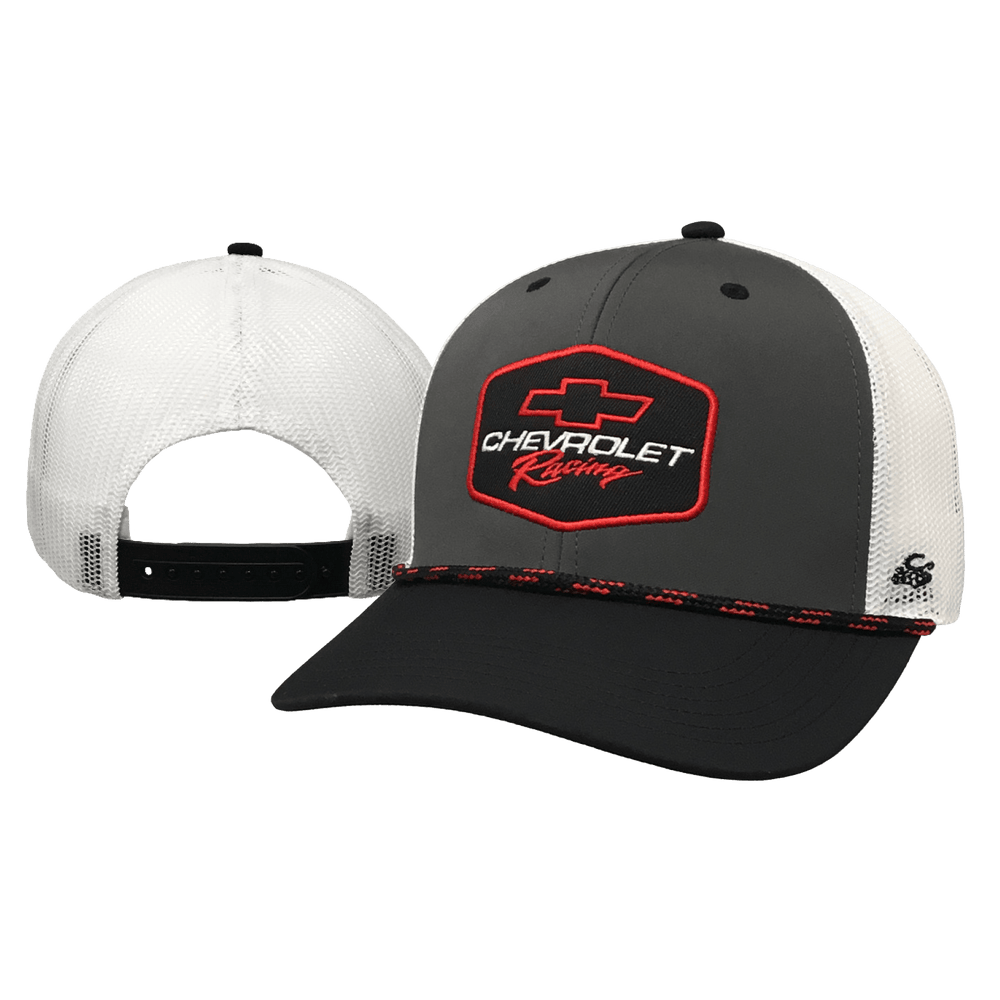 Grey with White Mesh Heritage Bowtie Racing Patch Hat